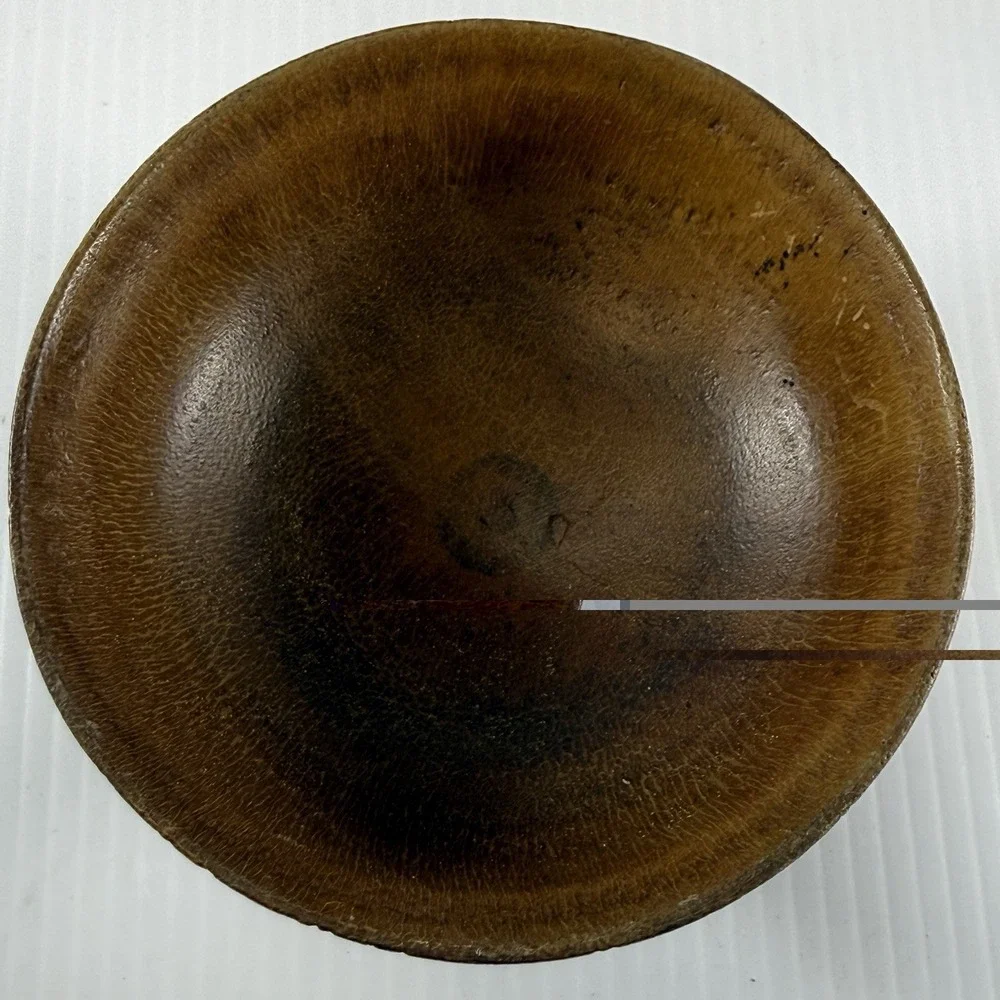 Hand Carved Wooden Pedestal Bowl 3